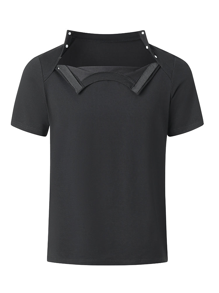 Unsex Post-Surgery Recovery Shirt – Front Snap Closure, Soft Bamboo-Sorona Blend