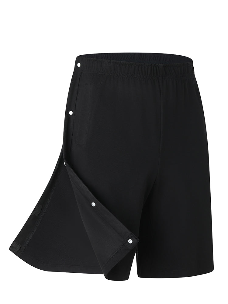 Post-Surgery Recovery Shorts with Side Snaps – Breathable Bamboo Blend, Adjustable Waistband