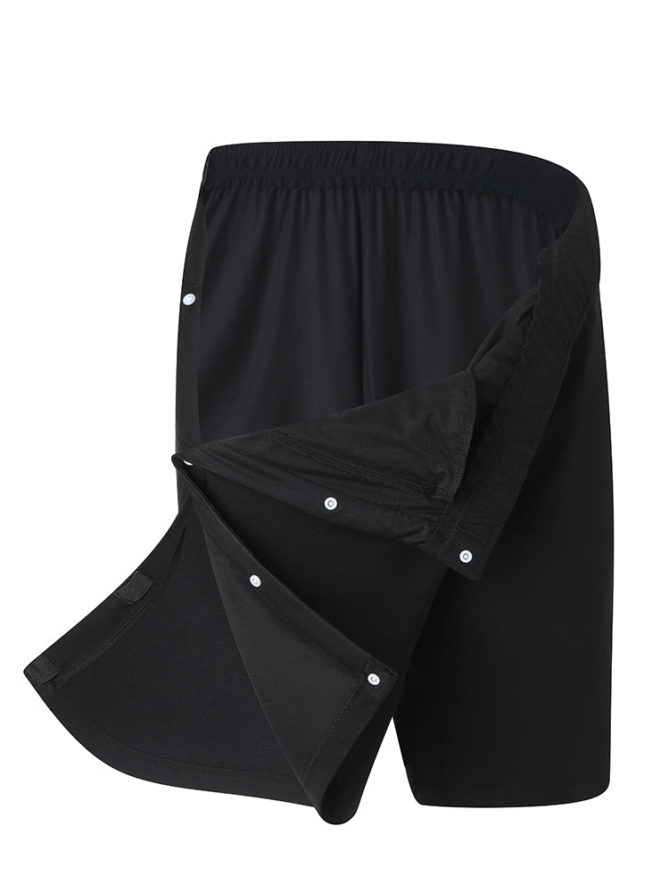 Post-Surgery Recovery Shorts with Side Snaps – Breathable Bamboo Blend, Adjustable Waistband