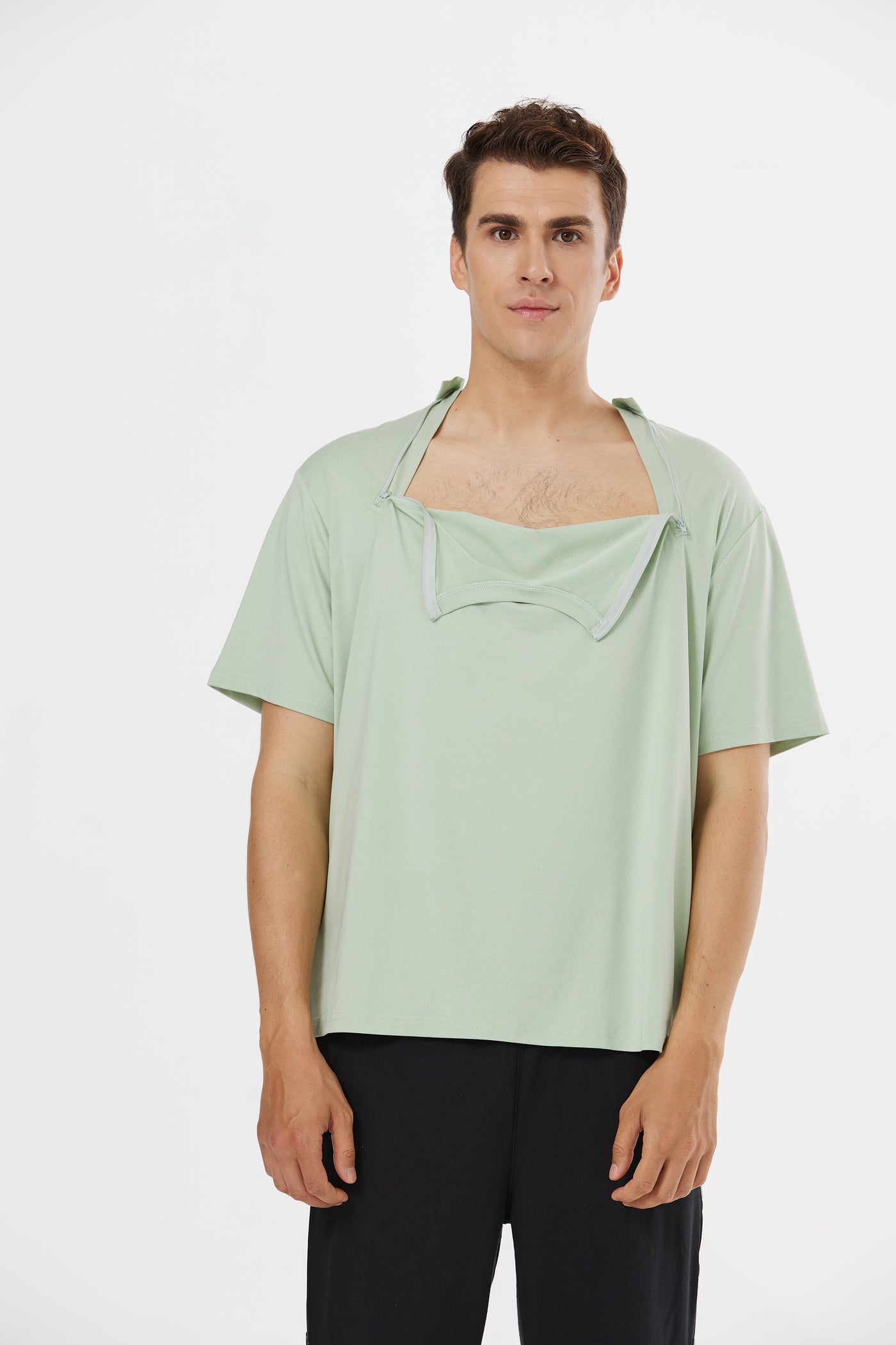 Adaptive Front-Zip Post-Surgery Shirt for Port Access | Unisex Mastectomy & Recovery Tee