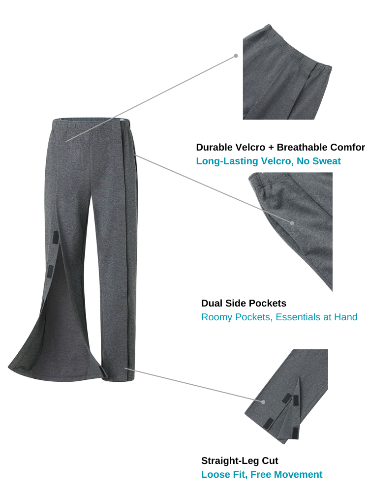 Front-Opening Recovery Pants with Full-Length Velcro – Adaptive, Antibacterial & Easy to Wear