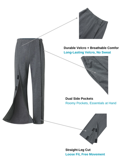 Front-Opening Recovery Pants with Full-Length Velcro – Adaptive, Antibacterial & Easy to Wear