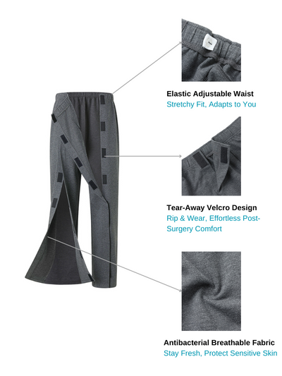 Front-Opening Recovery Pants with Full-Length Velcro – Adaptive, Antibacterial & Easy to Wear