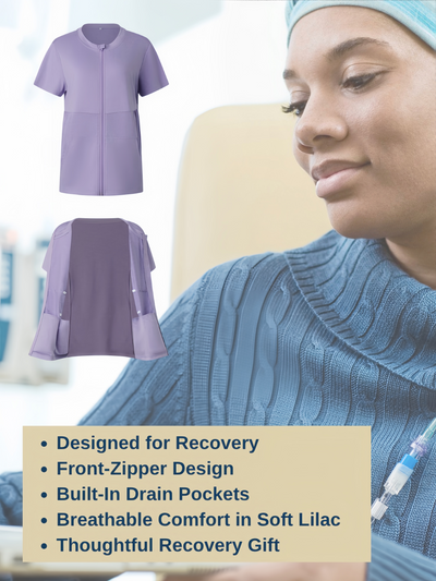 Post-Surgery Recovery Shirt – Front Zipper, Drainage Pockets, Antibacterial & Breathable