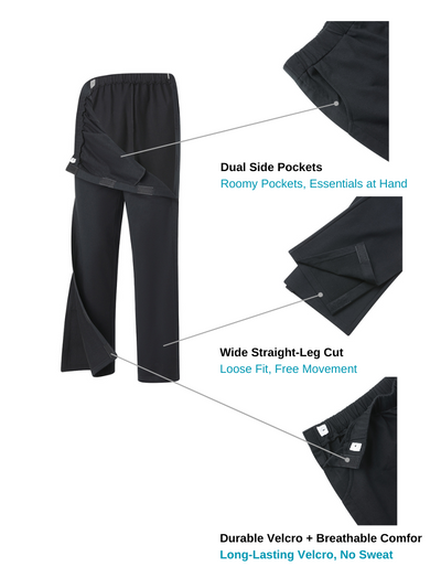 Post-Surgery Recovery Pants with Full Side Velcro – Adjustable Waistband & Antibacterial Fabric