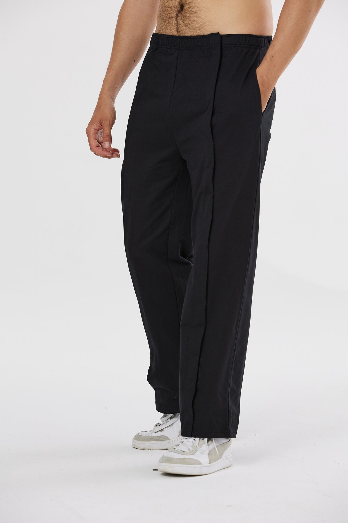 Full Front-Opening Velcro Recovery Pants in Black