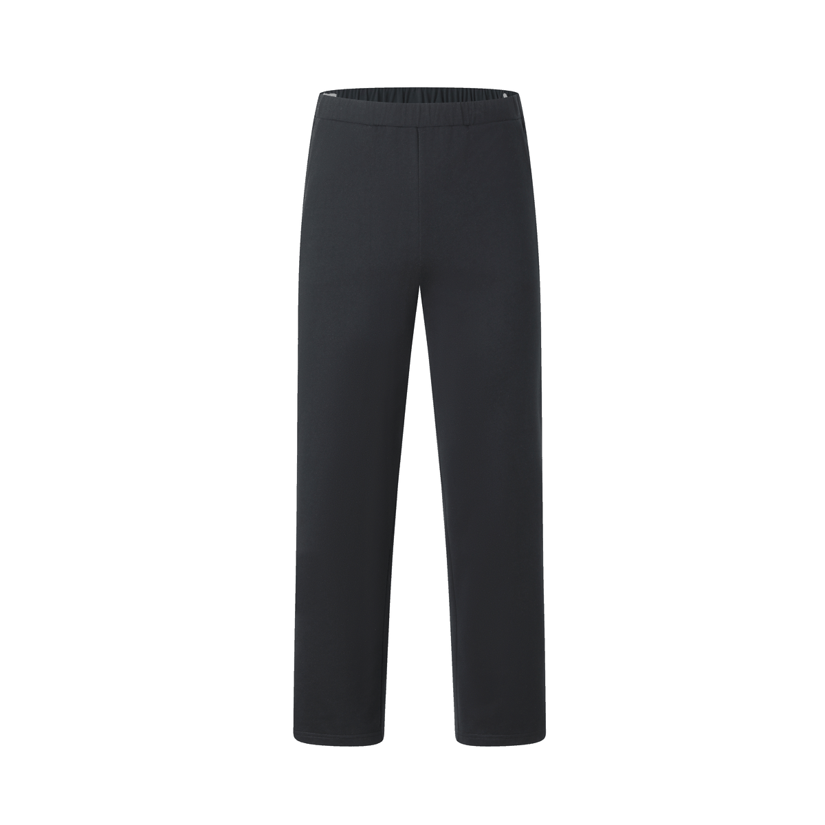 Animation of black recovery pants with a fastening panel shown closed and open.
